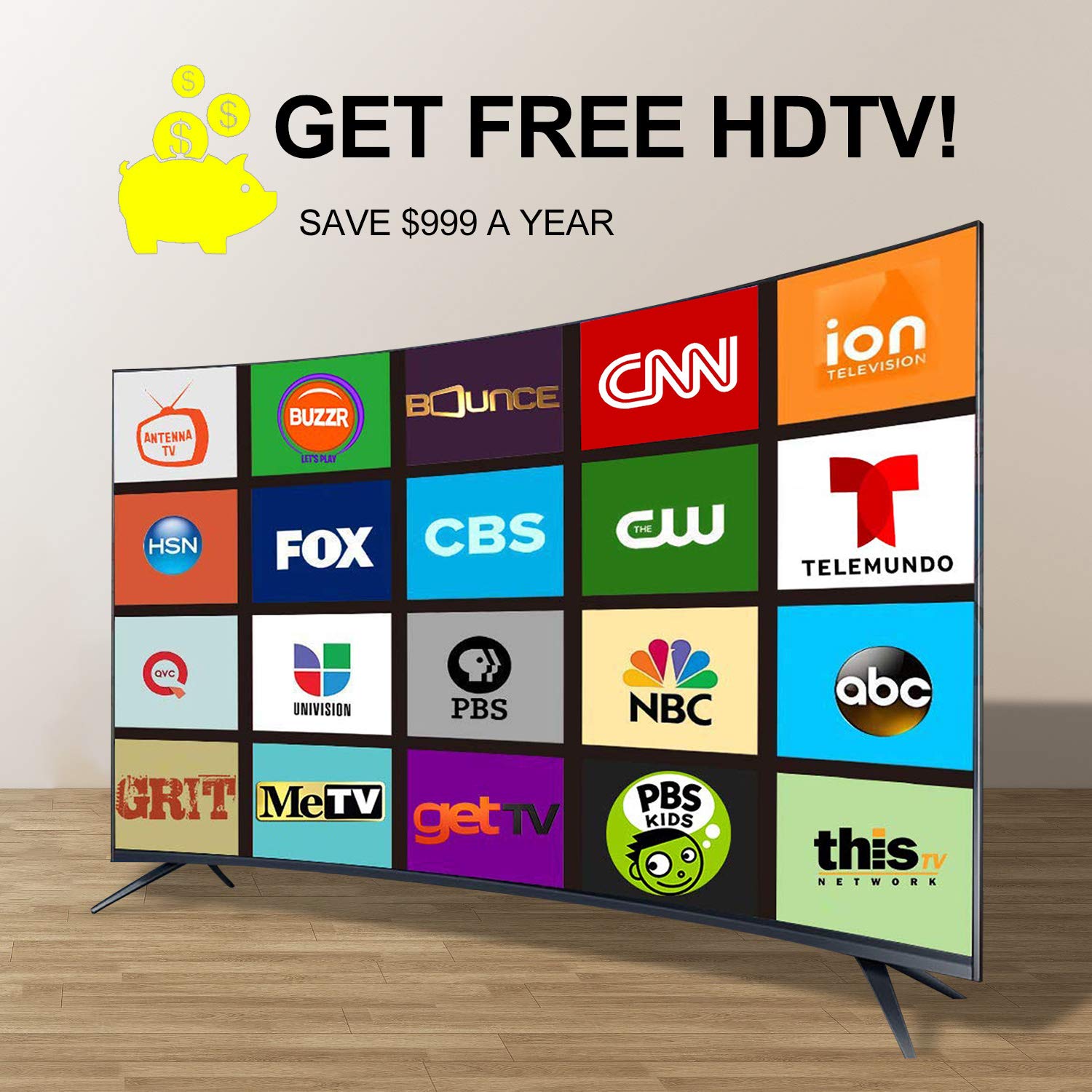 2019 Newest 50 Miles Range HDTV Antenna, TV Antenna Indoor Amplified Digital HD Antenna Free Channels with 4K 1080P High Definition Antenna Signal Booster, Long Coax Cable - High Reception