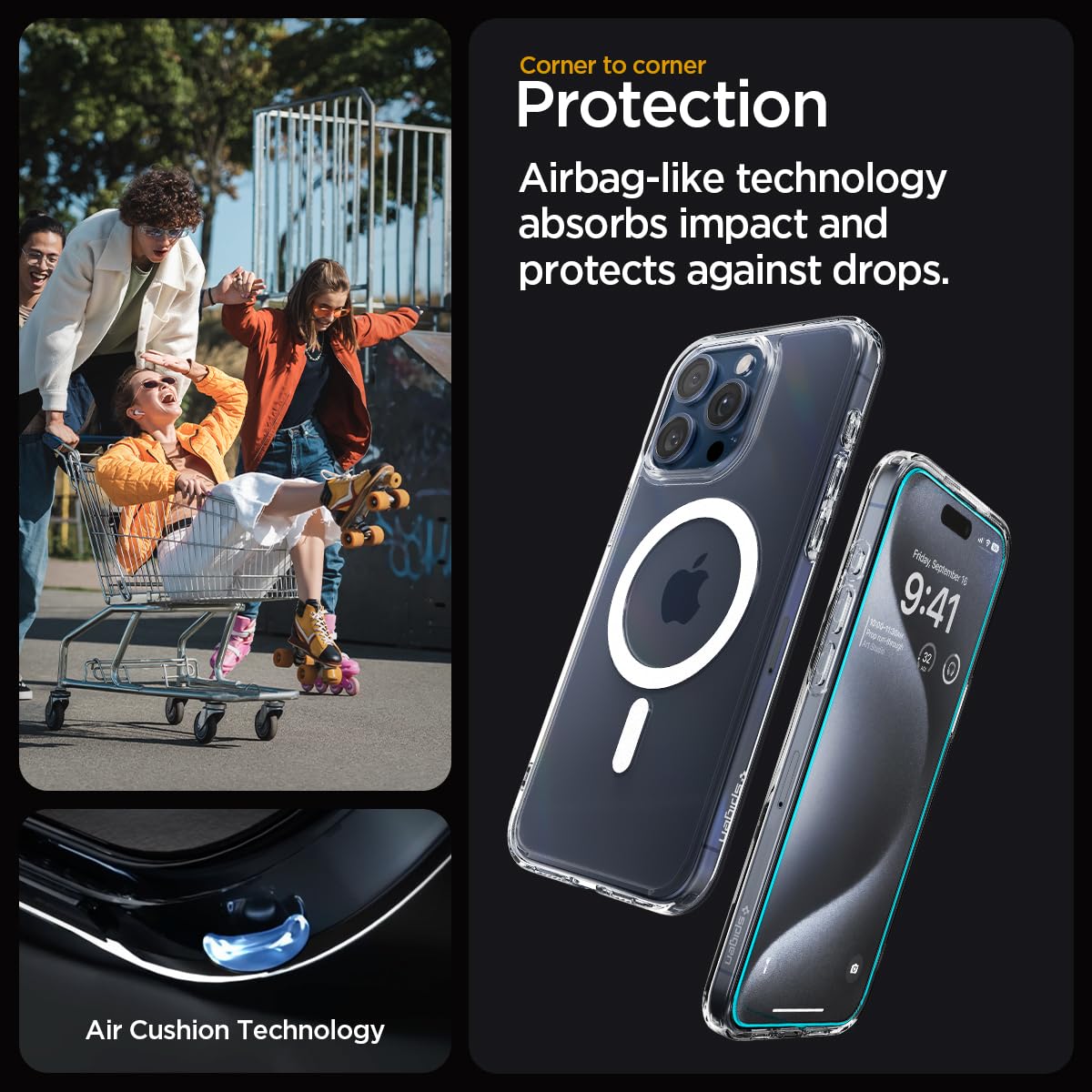 Spigen Ultra Hybrid MagFit Pack Designed for iPhone 15 Pro Case (2023) [Military-Grade Protection] Compatible with MagSafe - White