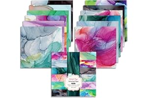 YASMEN Scrapbook Paper Pad 12x12, Marble Patterned Cardstock Paper Pads, Single-Sided Decopodge Paper, DIY Decorative Craft Paper, Scrapbooking Junk Journal Gift Card Making Supplies - 24Sheet