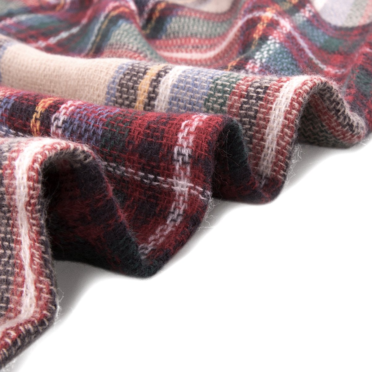 Womens Big Square Scarf Multi-Color Plaid Blanket Shawl Long Tartan Shawl (Dark red2)