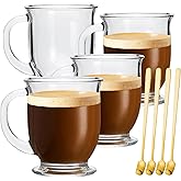 Woaiwo-q Glass Mugs, 4 Pack 15 Oz Clear Large Mugs With Handles for Hot and Cold Drinks, Perfect for Coffee, Latte, Cappuccinos, Tea and More