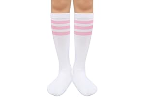Henwarry Kids Over the Calf Tube Socks Classical Stripes Cotton Soft Athletic Socks for Boys Girls