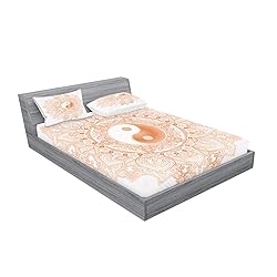 Lunarable Ying Yang Fitted Sheet & Pillow Sham