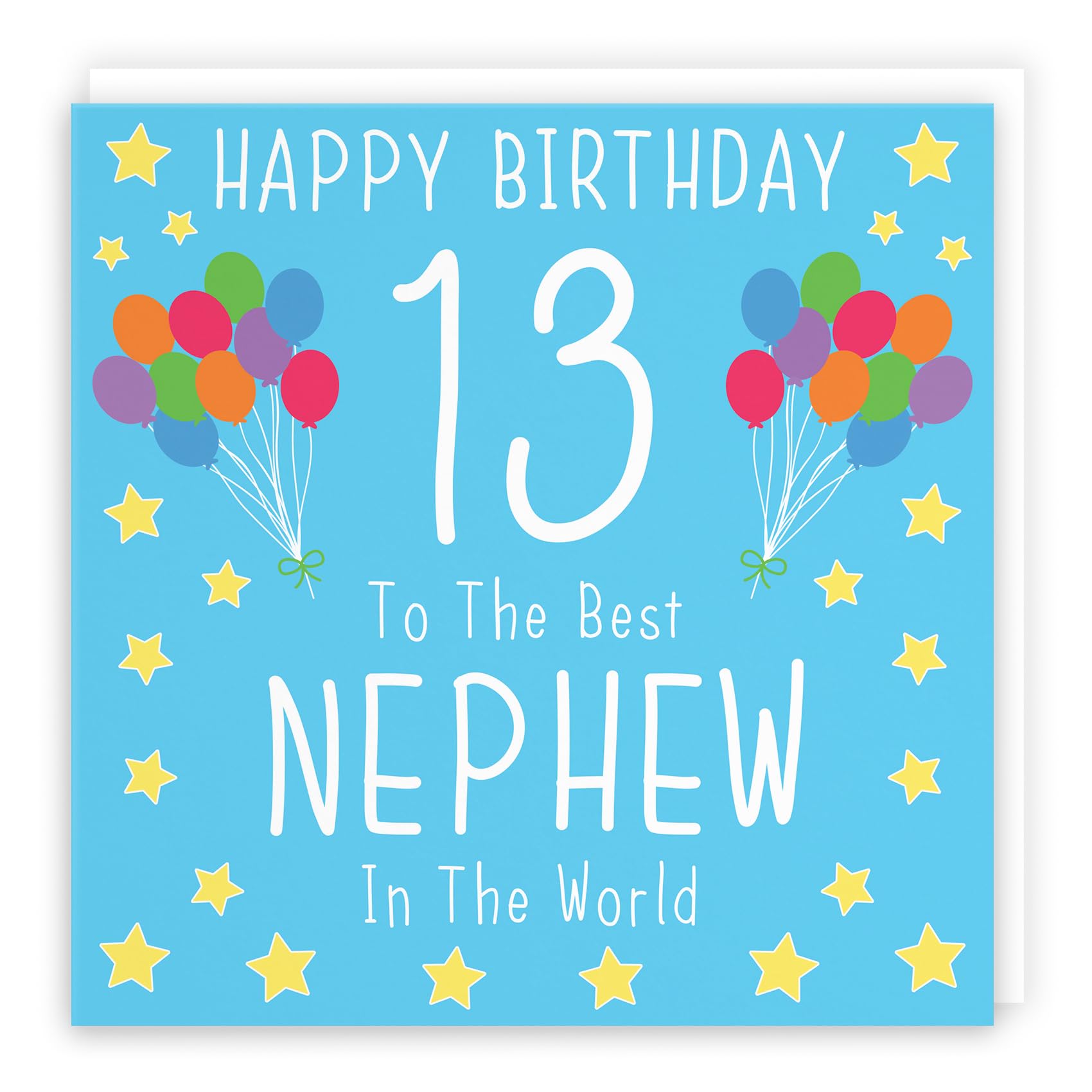 Hunts England - Large Nephew 13th Birthday Card - Happy Birthday - 13 - To The Best Nephew In The World - Iconic Collection - Large - 210 x 210 mm - Age 13