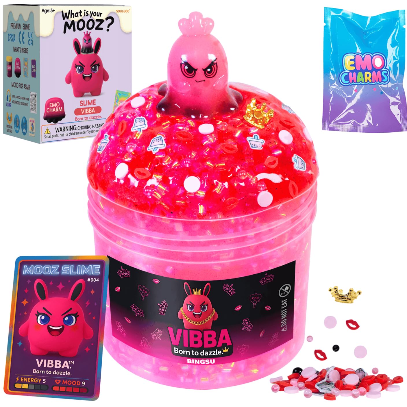 DIY Crunchy Slime Kit – Pink Bingsu Slime, Instant Slime Making Kit, ASMR Pop & Crackle, Kpop Idol Charm & Mix-Ins, Slushie & Squishy, for Girls & Boys 5–12 & Teens, MOOZ Magic