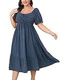 SCOMCHIC Women Plus Size Summer Dress Puff Short