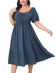 SCOMCHIC Women Plus Size Summer Dress Puff Short