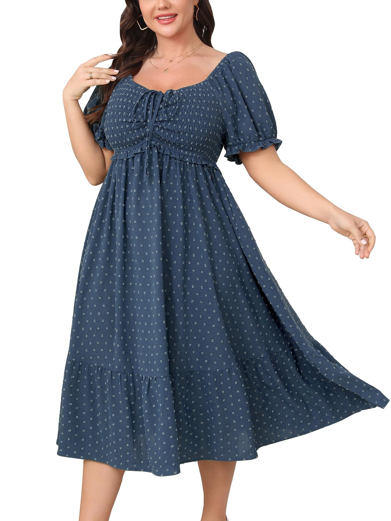 SCOMCHIC Women Plus Size Summer Dress Puff Short