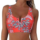 Hilor Women's Underwire Bikini Tops Push Up Bathing Suit Tops V-Wire Supportive Swimsuit Top Only