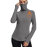WOWENY Thermal Turtleneck Tops for Women Long Sleeve Shirts Running Base Layer with Face Mask Neck Gaiter Thumbholes
