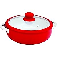 IMUSA USA 3.2Qt Red Ceramic Nonstick Caldero (Dutch Oven) with Silicone Rim & Glass Lid