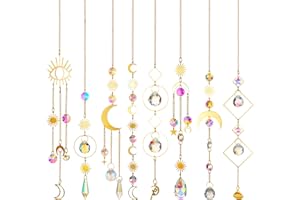 YSLEEN Crystals Hanging Sun Catcher Garden Prism Light Catcher Window Sun Catcher Chandelier Pendant Ornament for Home Office Party Decoration (Rainbow, 10 Pieces)
