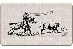 Western Door Mat,Cowboy Retro Front Door Mat Indoor Outdoor Entrance,Western Cowboy Decor 20"x32"
