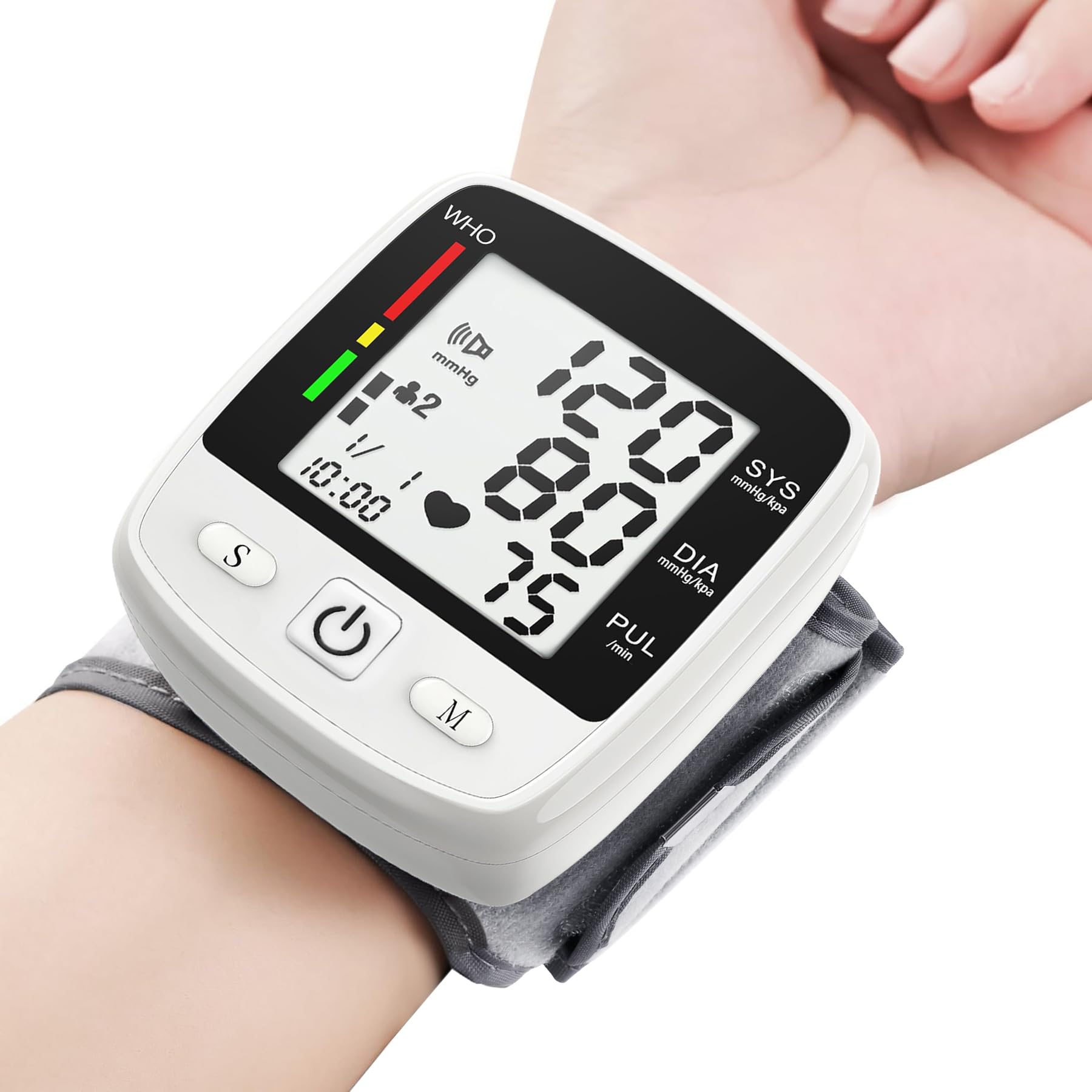 Photo 1 of Blood Pressure Monitor Digital Wrist BP Machine Automatic Adjustable Cuff ( 5.3 to 7.7 in) with 2 Users 180 Memory Voice Broadcast Large LCD Display USB Charging Cable Carrying Case