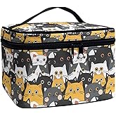 JoyLamoria Cute Cat Print Makeup Bag Pouch Cosmetic Bag Toiletry Bag Desk Cosmetics Pouch Storage Decor
