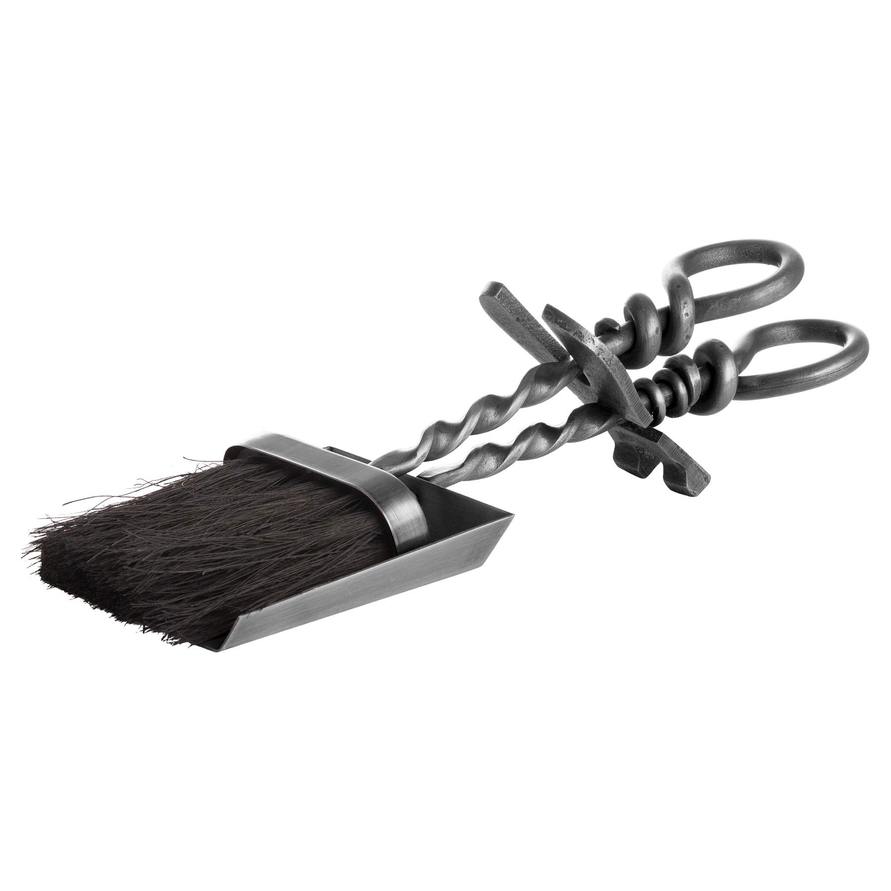 Hill 1975 Silver Hearth Tidy Set with Hand Turned Loop Handle, STEEL, Multi-Colour, One Size