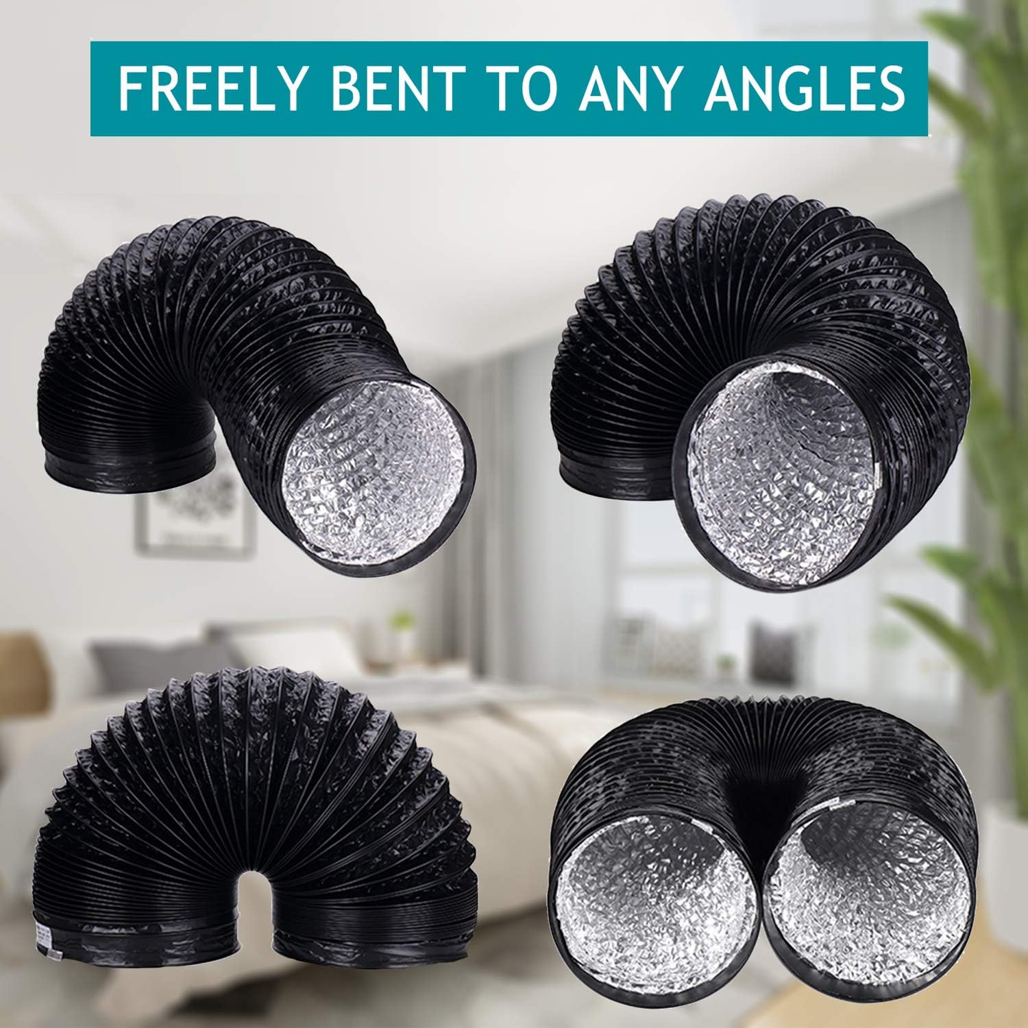 HG Power 150mm Air Ducting Length 5m PVC Aluminium Flexible Ventilation Duct PVC Pipe Tumble Dryer Vent Hose with 2 Clamps for Hydroponics Extractor Fan Cooker Hood - Image 4