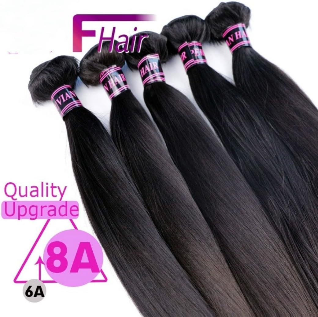 Obzer USA Brazilian Virgin Hair Straight Human Hair Full and Thick Hair Extensions Weft Remy Hair Bundles Natural Black (12inch 100g)