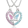 MJartoria BFF Necklace for 2, Best Friend Necklaces Cute Design Valentines Day Gifts Matching Heart Pendant Friendship Necklaces