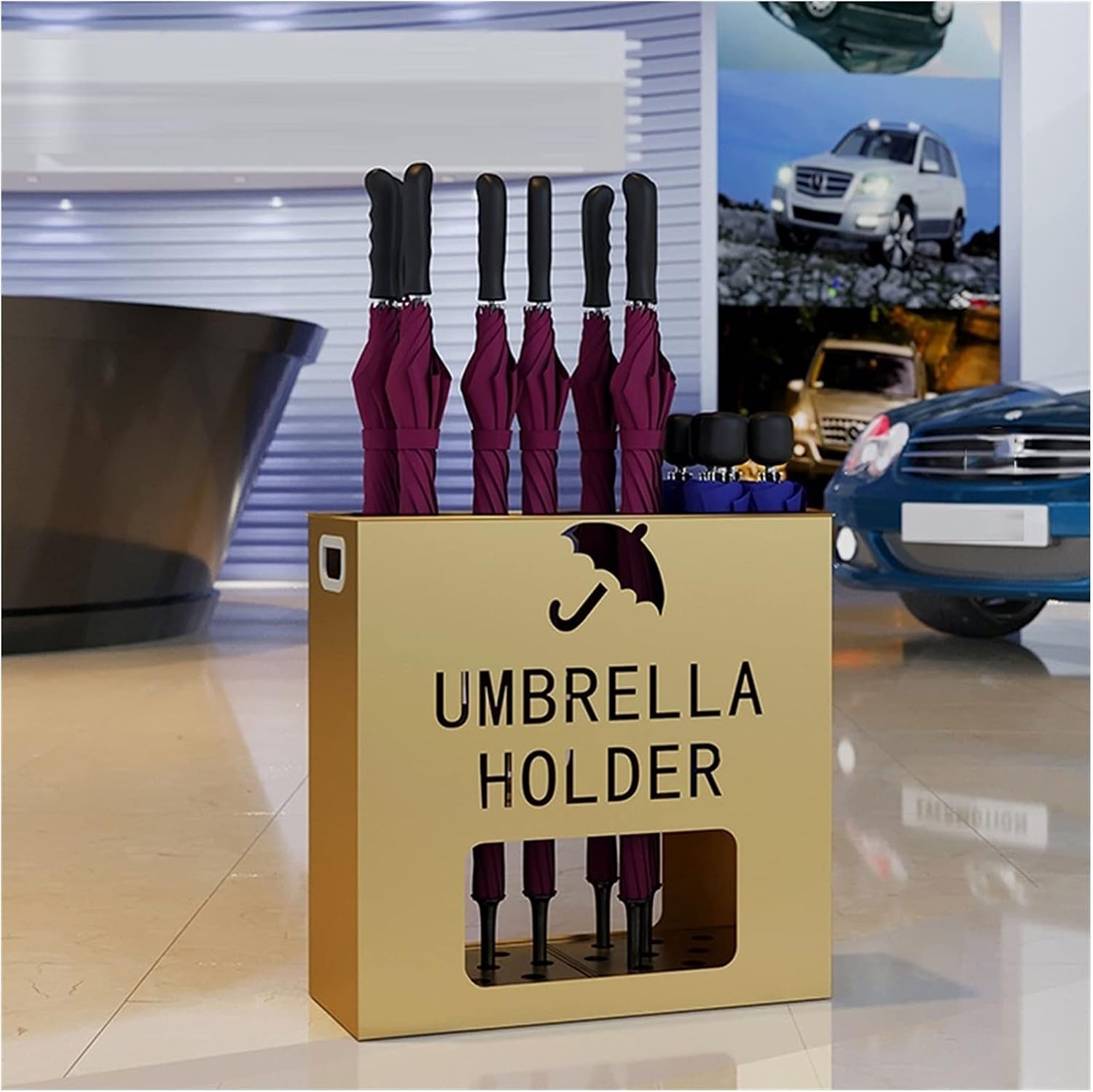 AGYH Umbrella Rack Golden Commercial Umbrella Stand Umbrella Holder, Can Put 12-22 Umbrellas In
