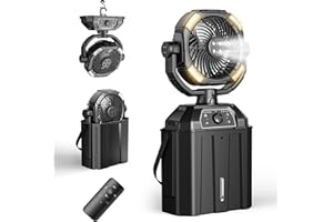 XAP Portable Misting Fan Rechargeable for Hot Weather - 9-inch Auto Swivel Camping Fan with 25000mAh USB Battery as Power Bank, Outdoor fan with 4 Mist Cooler, 7L Bucket for Patio,Fishing,Yard,Beach,Golf