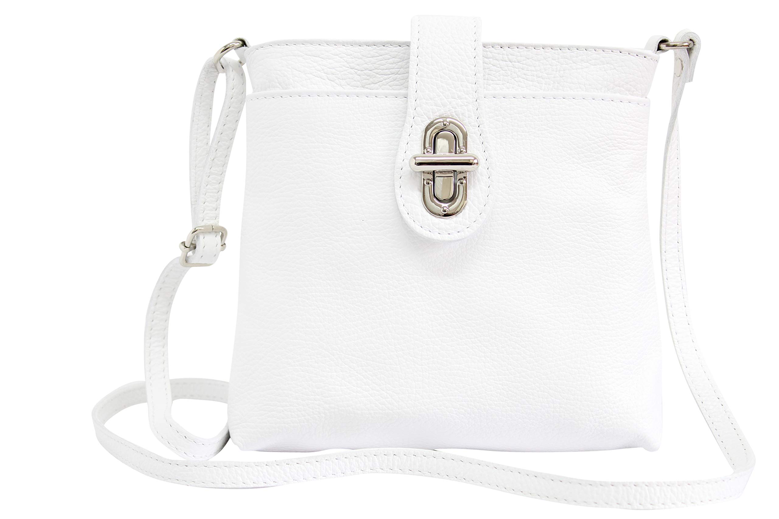 AMBRA Moda GL007 - Women’s Genuine Leather cross-body bag, shoulder Bag (white)