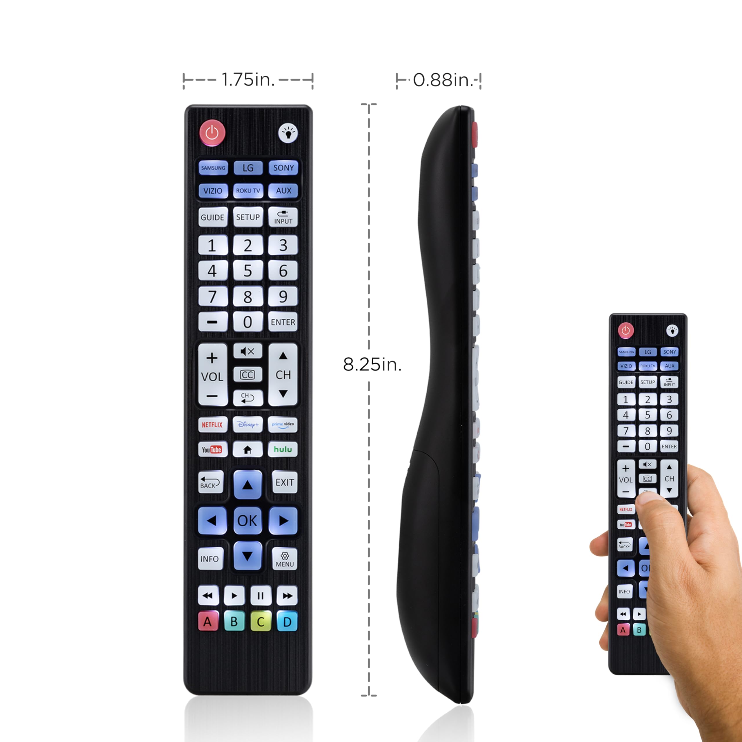 UltraPro Backlit OneTouch Universal Remote Control, Replacement TV Remote for Samsung, LG TV Remote, Vizio, Sony, Roku and More, Easiest Setup Ever U.S. Based Support 80830
