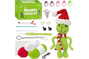 ALODNY Crochet Kit for Beginners,Christmas Crochet Kit for Beginners Adults,Knitting Kits Hooks Yarn Set with Step-by-Step Video Tutorials