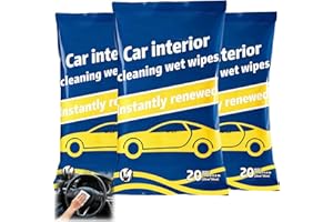 KUKUGO 60PCS Car Cleaning Wipes for Interior Auto Detailing, Quick Efficiently Clean Dashboard, Steering Wheel, Leather Seats