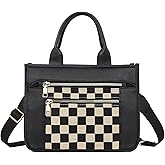 Huwzder Checkered Crossbody Bag Vegan Leather Shoulder Purse Plaid Slouchy Tote Handbags for Women