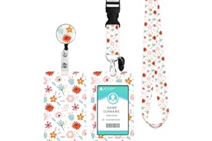 HINSLY ID Badge Holder with Lanyard, Retractable Badge Holders Reels with Lanyards Adjustable, for Women Kids Teacher Nurses Doctor Student