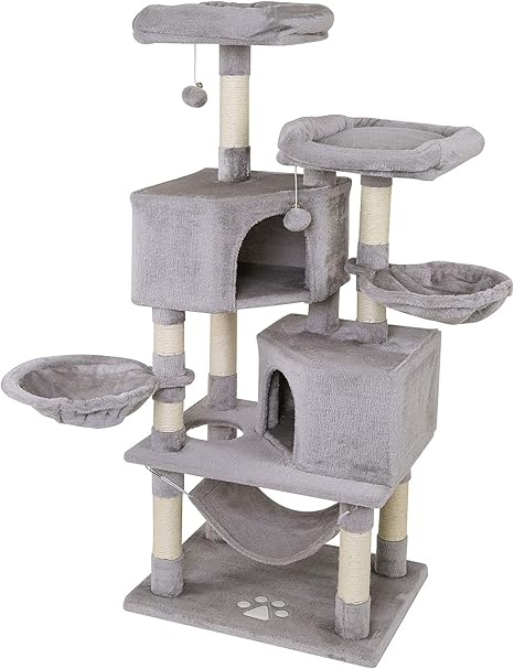 Lionto By Dibea Arbre A Chat Arbre A Grimper Griffoir Pour Chat Hauteur 145 Cm Gris Clair Amazon Fr Animalerie