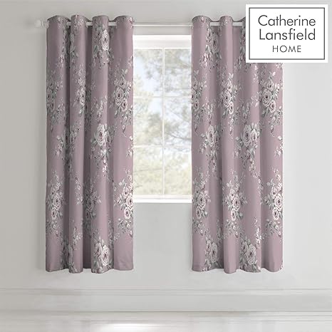 Catherine Lansfield Canterbury Easy Care Eyelet Curtains Heather