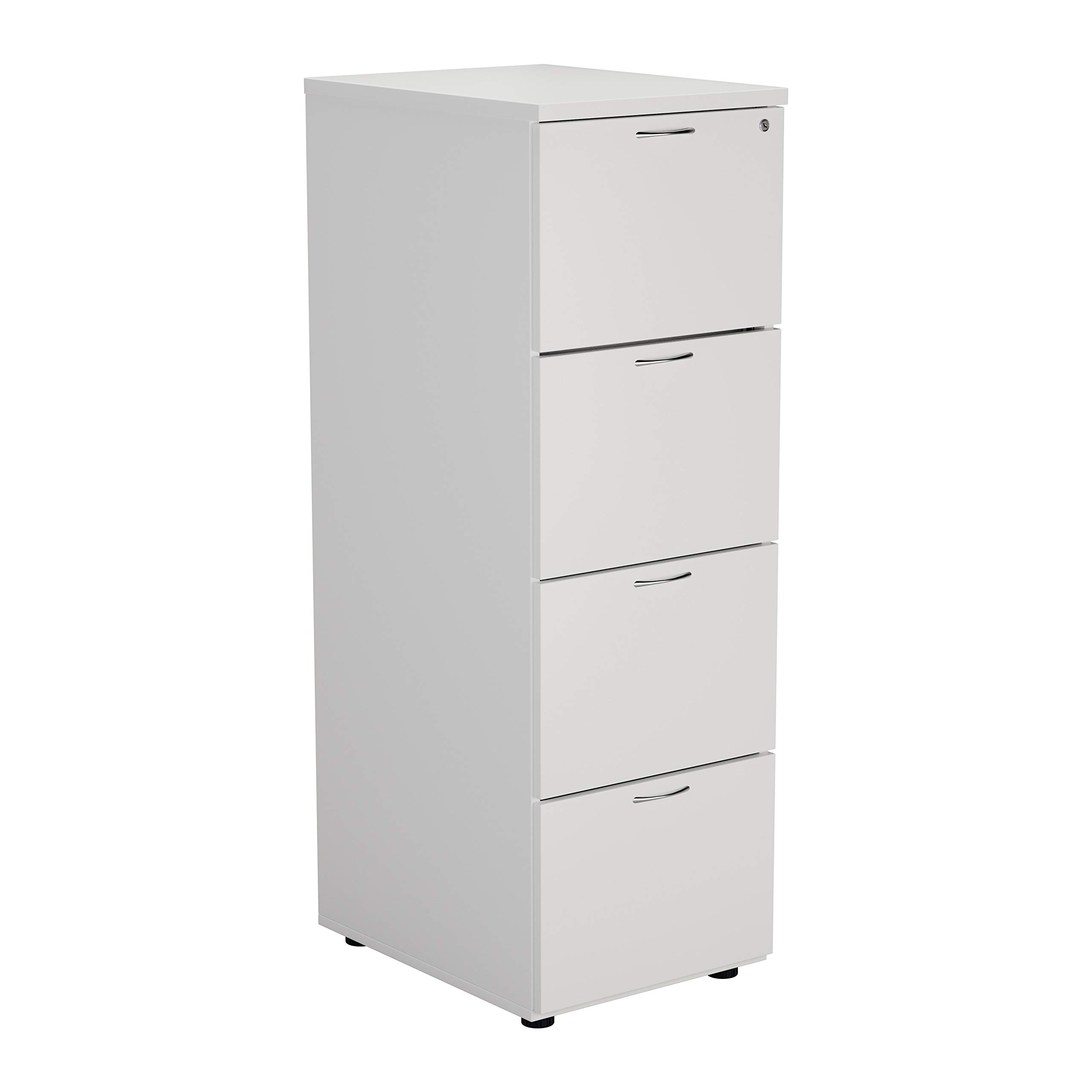 Office Hippo Heavy Duty Filing Cabinet, Robust File Cabinet, Office Cabinet with Anti-Tilt Mechanism, Lockable Filing Cabinet, Office Storage for A4 or Foolscap Filing - White, 4 Drawer