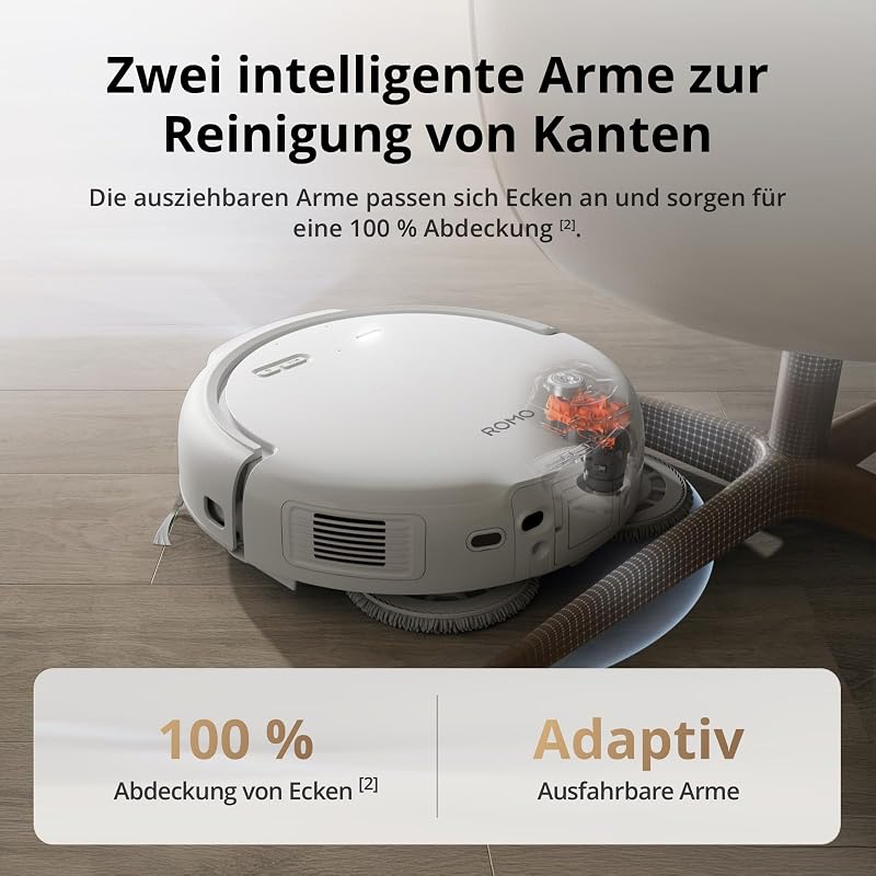 ROMO S Saugroboter mit Wischfunktion, 25.000 Pa Saugkraft