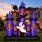 9 FT Giant Halloween Inflatable Haunted Castle with Dragon and Ghost | Halloween Inflatables Outdoor Decorations with Built-In LED Lights, Fast Self-Inflation and Secure Setup for Yard and Lawn