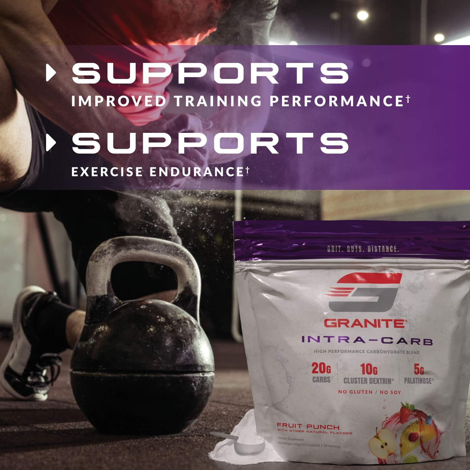 Granite® Intra-CARB Advanced Carb Supplement (Fruit Punch) | 20g Carbs + 10g Cluster Dextrin + 5g Palatinose | Train Longer Harder. No Crash or Bloat | Soy Free. Gluten Free. Vegan | Made in USA: Health & Personal Care