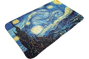 Vlolentlla Van Gogh Starry Sky Night Oil Painting Memory Foam Bath Mat Rug, Bathroom Floor Mat Non-Slip Washable Bathmat Door