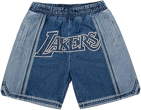 Denim lakers shorts Clearance