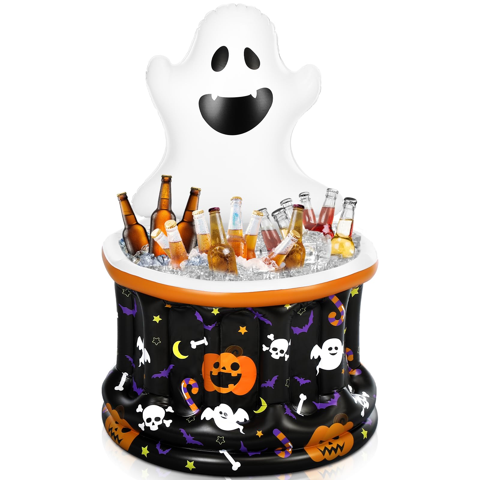 Photo 1 of Bencailor Halloween Ghost Inflatable Cooler Halloween Party Decorations Blow up Reusable Drink Cooler Floating Ice Chest Pool Drink Holder for Holiday Birthday Party Decorations