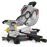 Marvtool 10-inch Sliding Compound Miter Saw, 5000RPM, 15 Amp, Single Bevel 0-45&deg; with Extension Table, 36T Blade, Power Saw for Metal, Plastic, Wood, Laminates