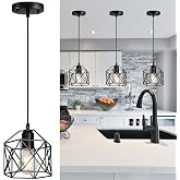 Laihezz 1-Light Vintage Hanging Light Pendant Light Fixture Farmhouse Basket Cage Hanging Ceiling Light with Metal Caged for Kitchen Island Dining Restaurant Room Hallway Hotel Bar…