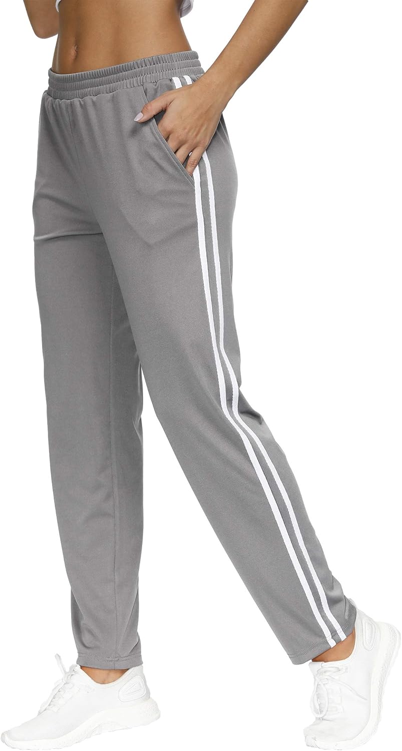 BLEVONH Womens Elastic Waistband Striped Side Work Out Sweatpants with Pockets at  Women’s Clothing store
