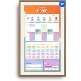 Apolosign 27-inch Digital Calendar, No-Subscription, Smart Wall Planner with Calendar Sync, Chore Chart, Meal, Apps &amp; Dashboard, Electronic Touchscreen Display for Family Schedules, Dual Mode (Teak)