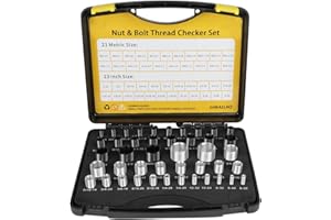 GIWAELRO Nut and Bolt Thread Gauge - 44 PCS Nut and Bolt Checkers Individually Housed in Case (23 Inch & 21 Metric) Specially Suitable for Size Check on Tricky and Narrow Area