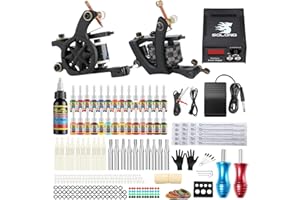Solong Tattoo Kit for Beginners Traditional Tattoo Gun Kit 2 Pro Machine Tattoo Machine Kit Complete Tattoo Kit 28 Inks TK224-Pro