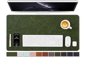 HOMIEAZICOZI Distressed Leather Desk Mat - Non-Slip PU Desk Pad for Office and Home - Desk Organization and Accessories - Ideal for Large Mouse Pad and Desk Mats on Top of Desks(Forest Green,31.5"x 15.7")