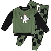 HonestBaby baby-boys 2-piece Cozy Fleece Crew Neck and Sweatpant Set 100% Organic Cotton for Infant Baby and Toddler, Boys