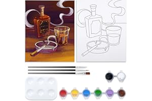 Nuberlic 8x10 Canvas Painting Kit Pre Drawn Canvas for Painting for Adults Sip and Paint Kit for Adult's Date Night Party Favor Outdoor Acitivities Supplies