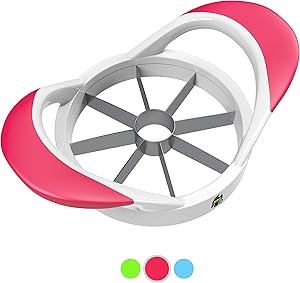 BBH Apple Slicer, Corer, Cutter with 8 Stainless Steel Blades and an Easy Grip, Dish-washer Safe and Rust-Free (Red)